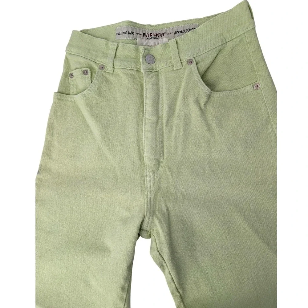 Y2K  Blue Light Cache Jeans Womens 25X30 Lime Green High Rise Made in Italy